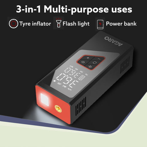 Regency Cordless Tyre Inflator, Portable Air Compressor, Flash Light, Power Bank, Multipurpose Use, Rechargeable, Up to 150 Psi Air Pump for Car, Bike, Foot Balls, Inflatables